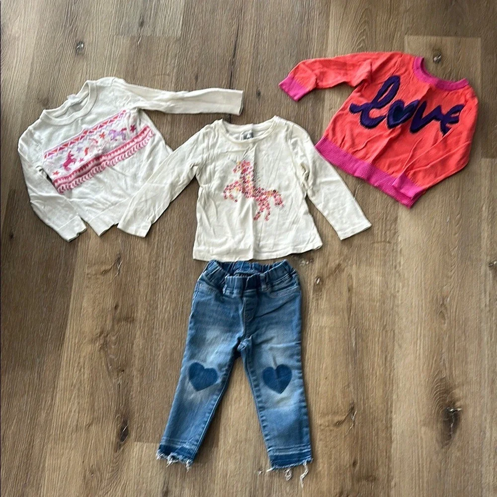 Gap Girls 4 Piece Outfit Jeans Tops Sweaters Size‎ 2T
